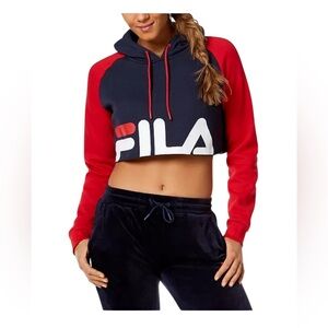 Fila Luciana color block crop top hoodie Size Small